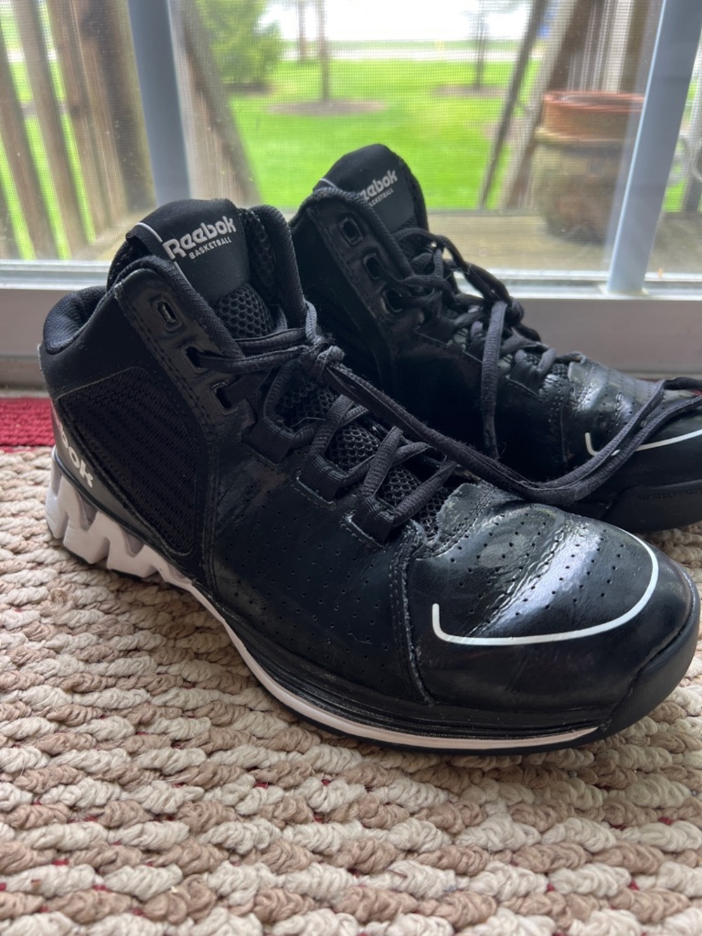 Reebok Black and White Men's Athletic Basketball Shoes